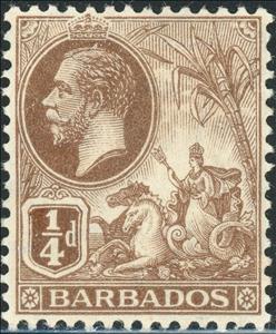 Stamp, King George V, Barbados,  , Animals (Fauna), Crowns and Coronets, Famous People, Heads of State, Horses, Kings, Men, Royalty