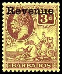 Stamp, King George V, Barbados,  , Animals (Fauna), Crowns and Coronets, Famous People, Heads of State, Horses, Kings, Men, Royalty