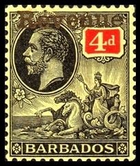 Stamp, King George V, Barbados,  , Crowns and Coronets, Famous People, Heads of State, Kings, Men, Royalty