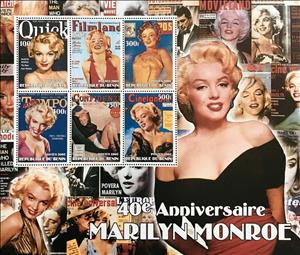 Mini Sheet, 40e Addiversaire Marilyn Monroe, Cinderellas,  , Actors, Families, Paintings, Singers, Women
