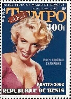Stamp, 40e Addiversaire Marilyn Monroe, Cinderellas,  , Actors, Families, Paintings, Singers, Women