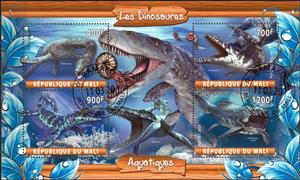 Mini Sheet, Les Dinosaures Aquatiques, Cinderellas,  , Dinosaurs, Prehistorical Animals