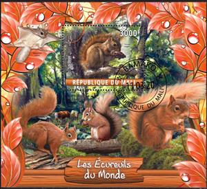 Souvenir Sheet, Les Ecurevils du Monde, Cinderellas,  , Animals (Fauna), Mammals, Squirrels