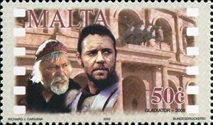 Stamp, Malta's Film Industry: Gladiator (2000), Cinderellas,  , Actors, film, Roman Empire