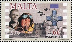 Stamp, Malta's Film Industry: Malta Story (1953), Cinderellas,  , Actors, Aircraft, Medals and Marks of Honour, film, Second World War