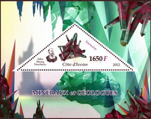 Souvenir Sheet, Mineraux et Geologues, Cinderellas,  , Geologists, Minerals
