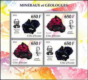 Mini Sheet, Mineraux et Geologues, Cinderellas,  , Geologists, Minerals