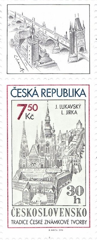 The aerial stamp from 1967 designed by Jaroslav Lukavský