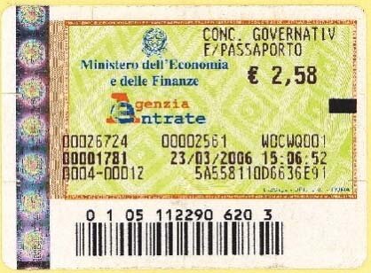 Concessioni governative per passaporti, helmeted Italy
