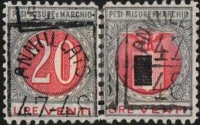 Se-tenant, Digit and eagle, black overprint covering fasces, Italy,  , Birds of Prey, Eagles, Numbers