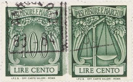 Pesi, misure e marchio: digit and scales, with wording