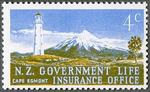 Stamp, Cape Egmont Lighthouse, New Zealand,  , Anniversaries and Jubilees, Insurances, Lighthouses, Mountains