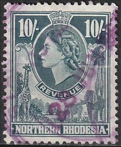 Stamp, Queen Elizabeth II and animals, Northern Rhodesia,  , Animals (Fauna), Elephants, Famous People, Giraffes, Heads of State, Mammals, Queens, Royalty