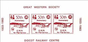 Mini Sheet, 50th Anniversary of Great Western Railway Air Mail Service, Personalized and Private Mail Stamps,  , Aircraft, Aviation