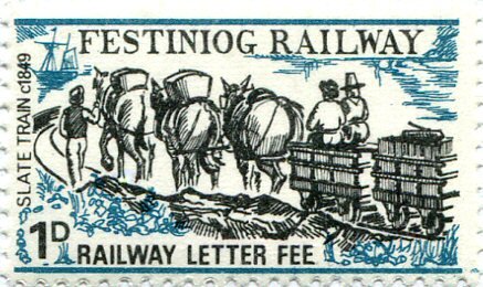 Horse-drawn slate train c. 1849