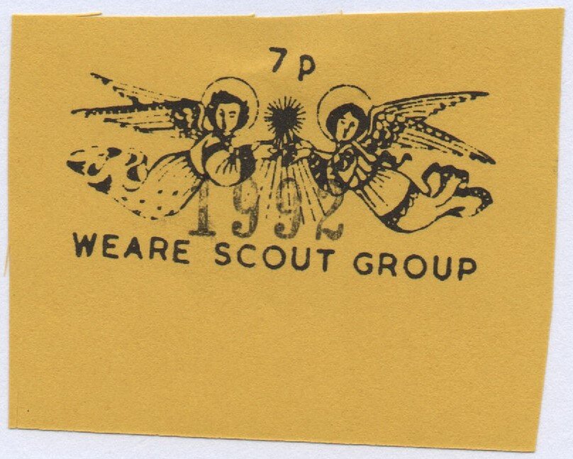 Two Angels holding a star (black 1992 overprint)