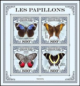 Mini Sheet, Various Butterflies, Togo,  , Butterflies, Insects