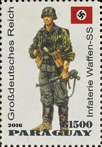 Stamp, Infateria Waffen-SS, Cinderellas,  , Military Forces, Military Officers, Uniforms