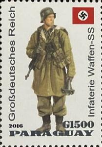 Stamp, Infateria Waffen-SS, Cinderellas,  , Military Forces, Military Officers, Uniforms