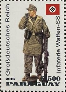 Stamp, Infateria Waffen-SS, Cinderellas,  , Military Forces, Military Officers, Uniforms