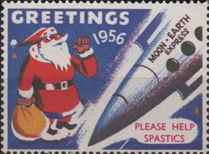 Stamp, Spastics Society, Cinderellas,  , Charity, Christmas, Rockets, Santa Claus
