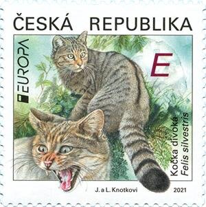 Stamp, Europa (C.E.P.T.) 2021 - Wildcat (Felis silvestris), Czech Republic,  , Animals (Fauna), C.E.P.T. / Europe, Mammals, Wild Cats