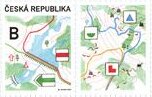 Stamp with Attached Label, Tourist Map - Label toRight, Czech Republic,  , Maps