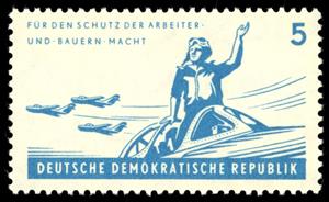 Stamp, Pilot in the cockpit, air force planes, Germany, Democratic Republic,  
