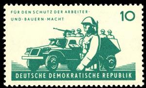 Stamp, Soldier, armored carrier of the land forces, Germany, Democratic Republic,  