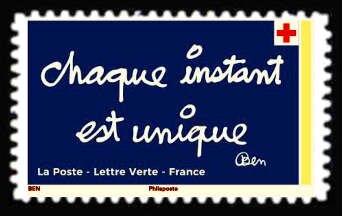 Stamp, Chaque instant est unique, France,  , Greetings, Languages