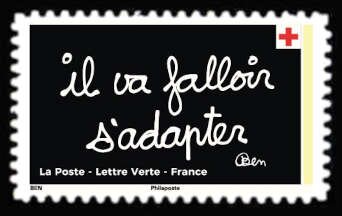 Stamp, Il va falloir s'adopter, France,  , Greetings, Languages