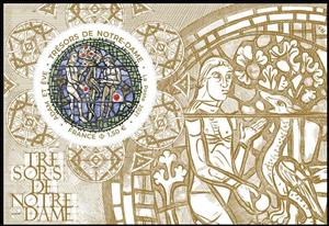 Souvenir Sheet, Treasures of Notre Dame : Adam & Eve Stained Glass, France,  , Churches - Cathedrals - Basilicas - Chapels, Stained-glass
