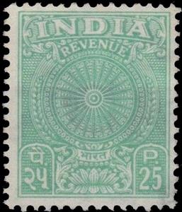 Stamp, Ashoka Chakra and ears of wheat, India,  , Cereals, Wheels