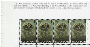 Booklet Pane, Short-eared Owl (Asio flammeus) (booklet pane), Isle of Man,  , Animals (Fauna), Birds, Birds of Prey, Owls