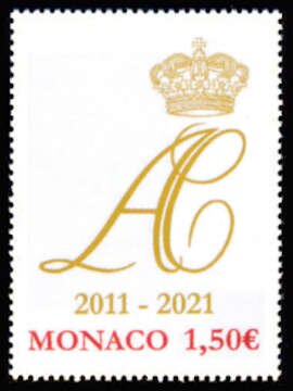 Stamp, Monogram of Albert and Charlene, Monaco,  , Royalty, Weddings