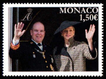 Stamp, Prince Albert and Princess Charlene, Monaco,  , Famous People, Royalty, Weddings