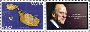 Stamp with Attached Label, In Memoriam HRH Prince Philip, Personalized and Private Mail Stamps,  , Famous People, Maps, Men, Royalty