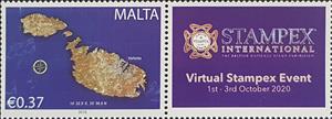 Stamp with Attached Label, Virtual Stampex 2020, Personalized and Private Mail Stamps,  , Maps, Philatelic Exhibitions