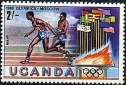 Stamp, Relay-races, Uganda,  , Sport, Olympic Games, Running
