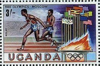 Stamp, Relay-races, Uganda,  , Sport, Olympic Games, Running