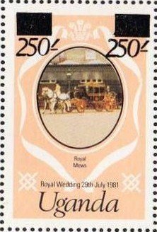 Stamp, Royal Carriage, Uganda,  , Royalty, Weddings, Carriages