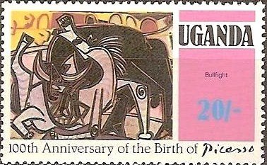 Stamp, Bull-fight, Uganda,  , Paintings, Painters, Bullfighting