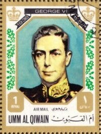 Stamp, George VI, Umm al-Qiwain,  , Famous People, Heads of State, Kings, Royalty