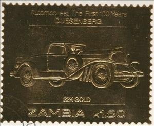 Stamp, Duesenberg, Zambia,  , Cars