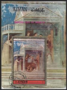 Souvenir Sheet, Mary's birth, Ajman,  , Paintings