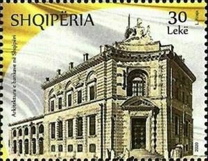 Stamp, Bank Building in Durrës, Albania,  , Architecture, Banks, Buildings