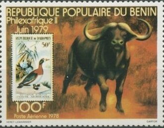 Stamp, Syncerus caffer, Benin,  , Animals (Fauna), Buffaloes, Mammals, Philatelic Exhibitions