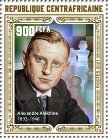 Stamp, Alexander Alekhine (1892-1946), Central African Republic,  , Chess, Famous People