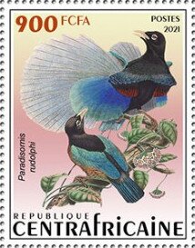 Stamp, Paradisomis rudolphi, Central African Republic,  , Animals (Fauna), Birds