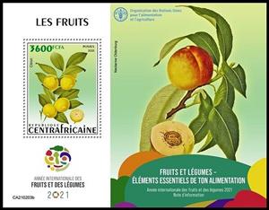 Souvenir Sheet, The Lemon, Central African Republic,  , Fruits, Plants (Flora)